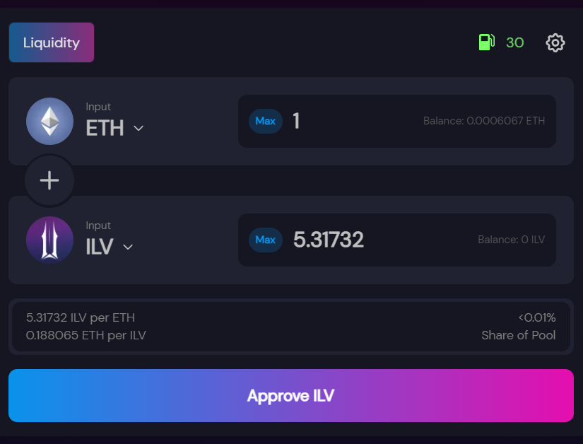 Approve the Illuvium ILV/ETH SLP Token