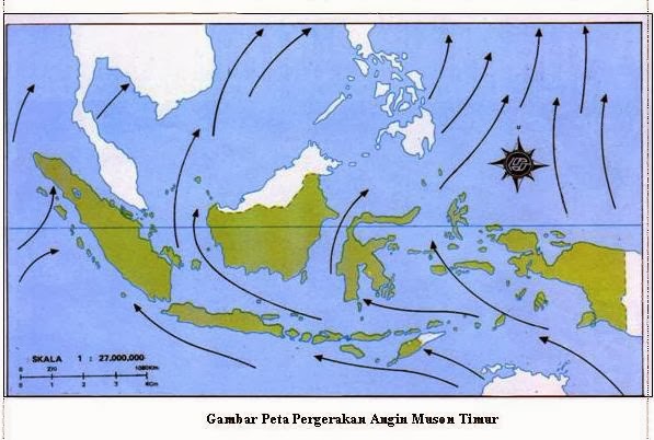 Gambar Peta Indonesia Angin Muson Timur #1