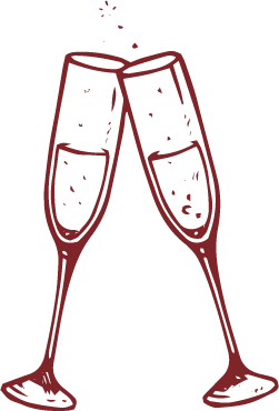 illustration of two champagne flutes clinking together