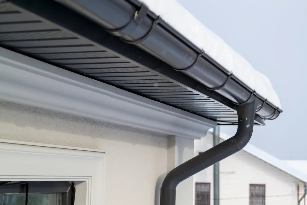 House gutters that have been professionally cleaned.