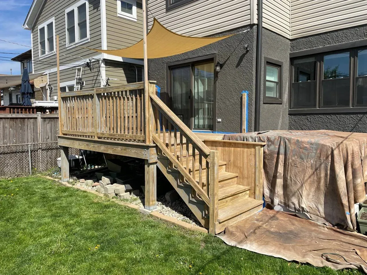 A deck before staining.