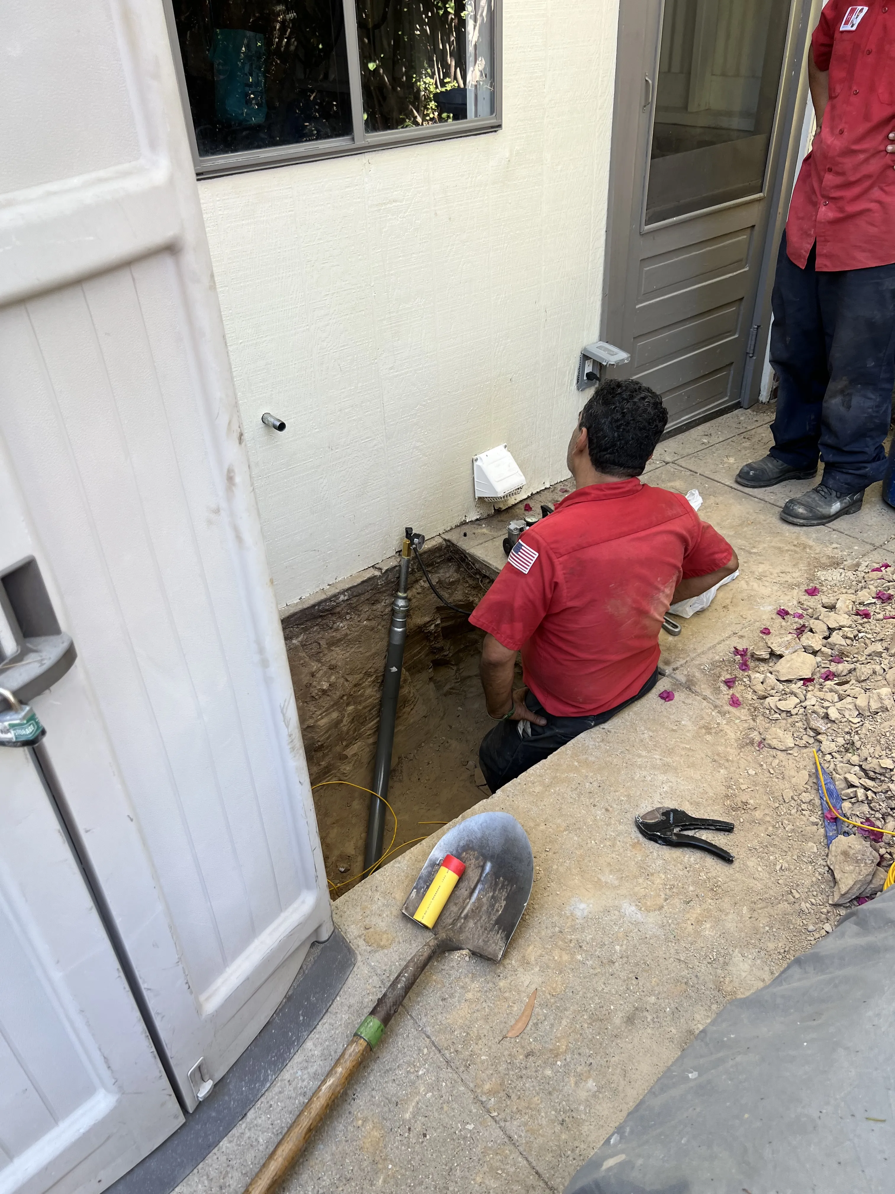 Mechanical descaling in progress for Sherman Oaks property.