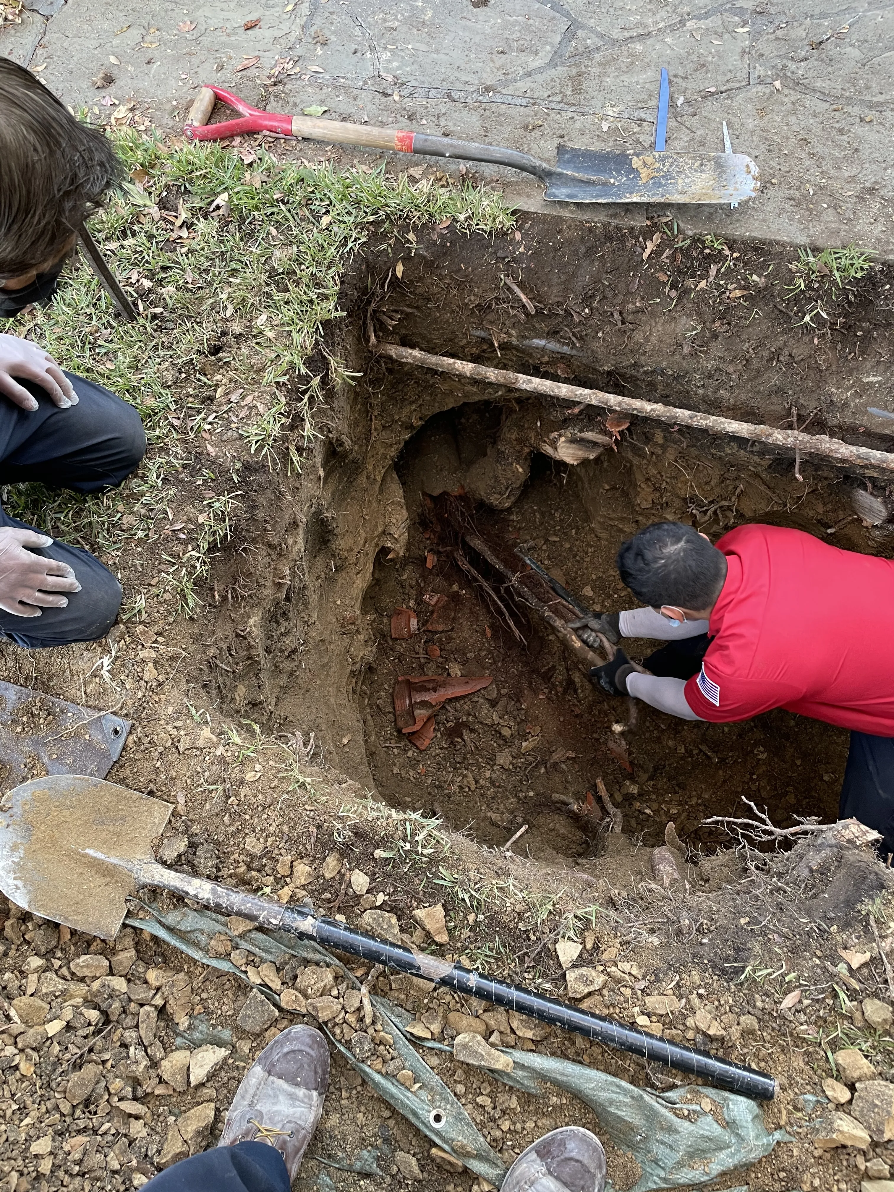 Trench excavation is in progress.