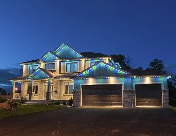 Permanent lighting is installed for the outside of a home.