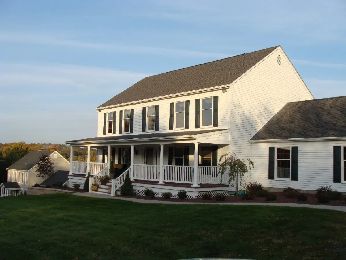 The pressure-washed exterior of the house.