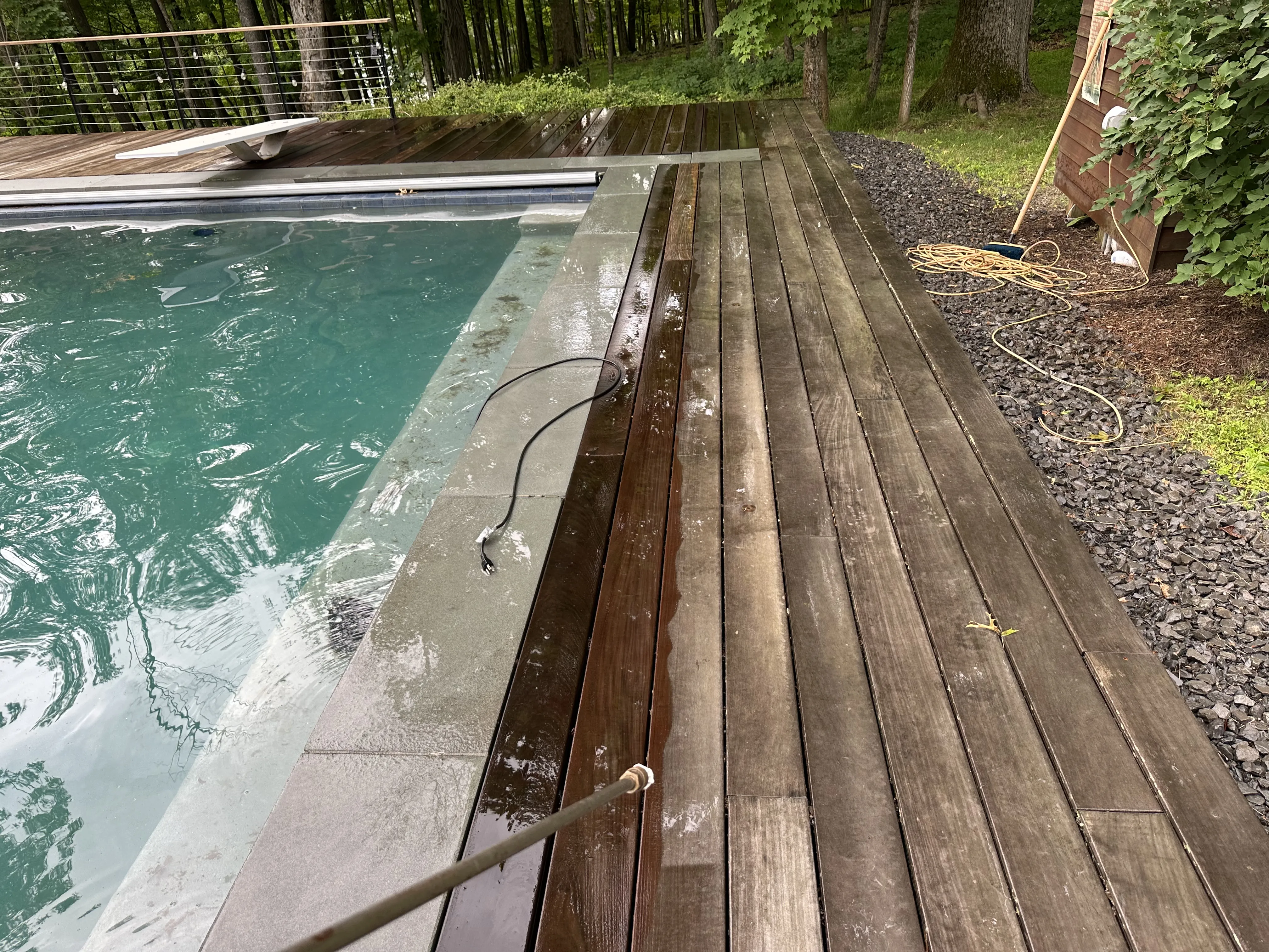 Pressure-washed deck by Perfect View Services.
