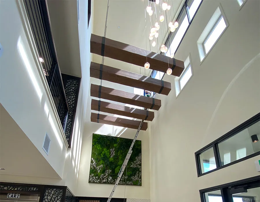 Skylight cleaning in progress for a commercial space in Colorado Springs.