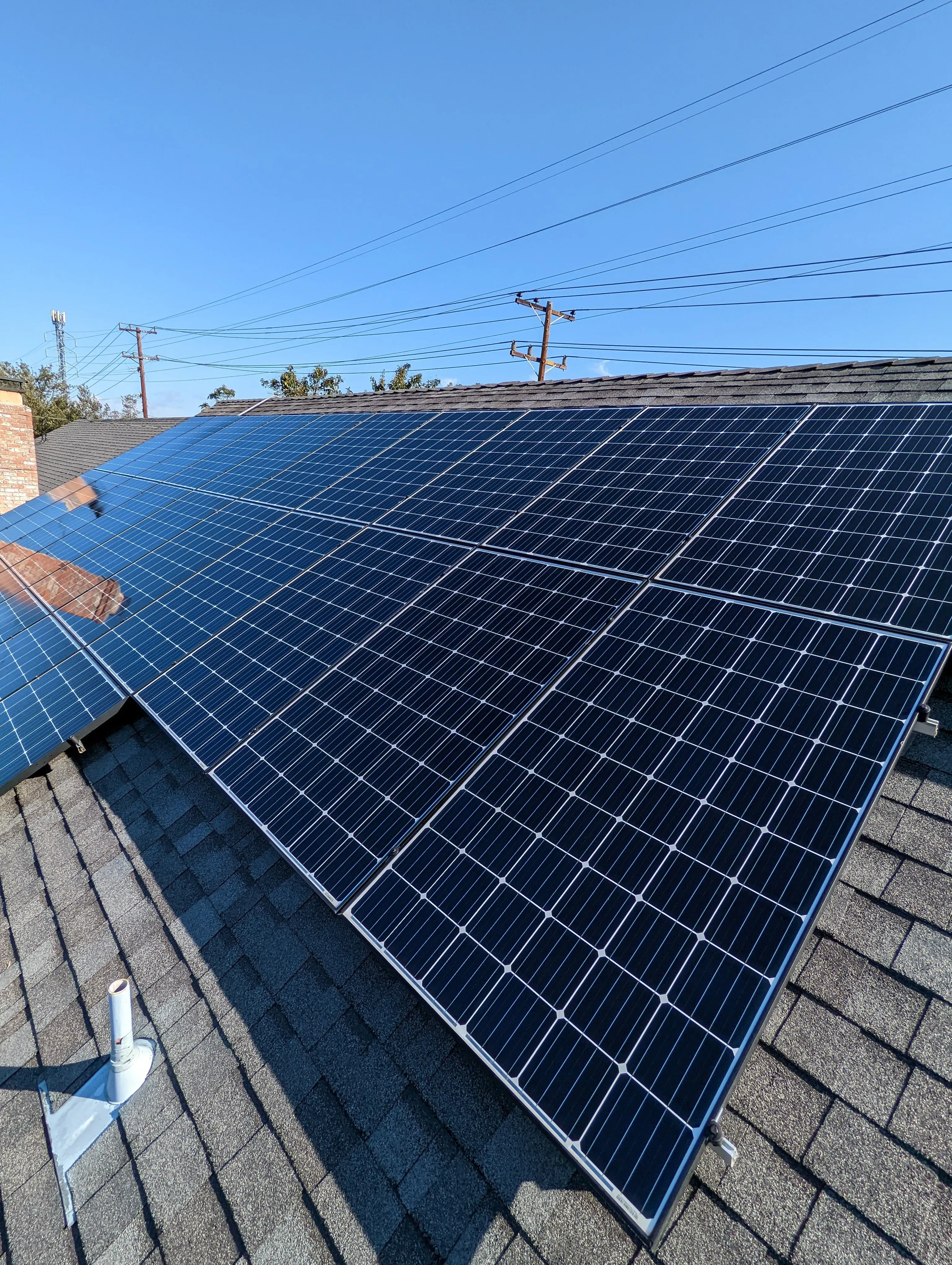 Solar panels after being cleaned in Gilroy, CA.