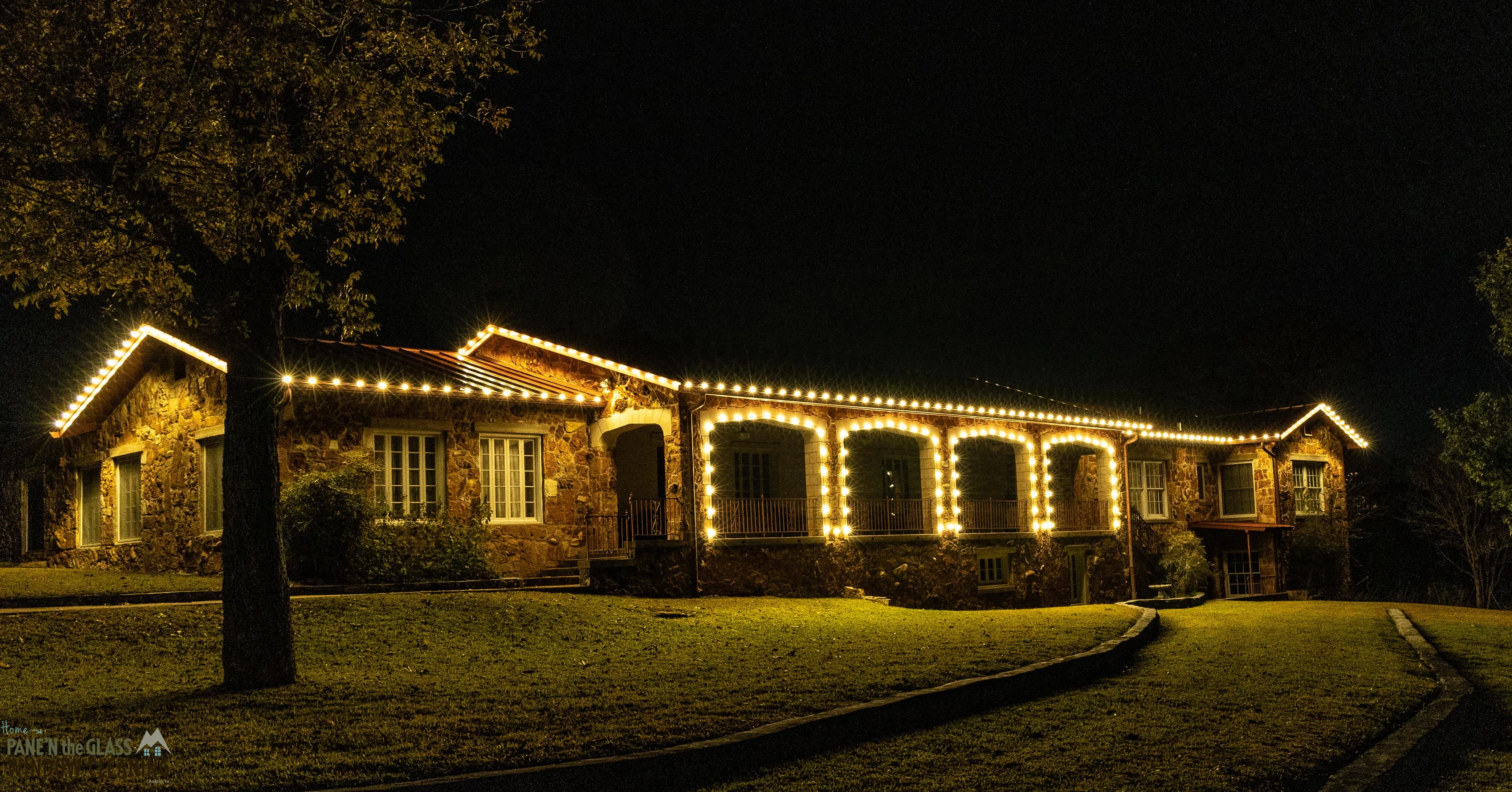 Holiday lights installed for a home in Liberty Hill, TX.