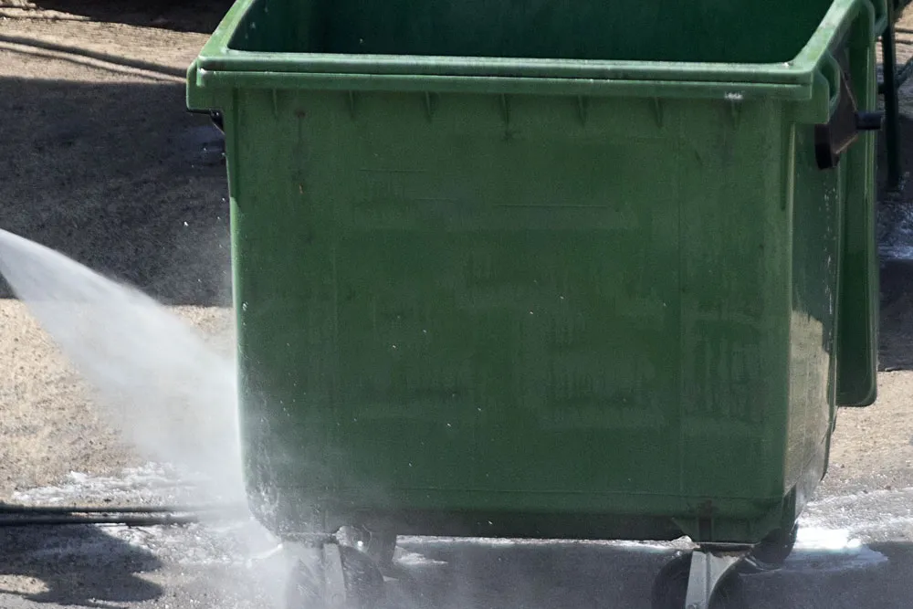 A clean garbage can after professional cleaning service in Long Island, New York.