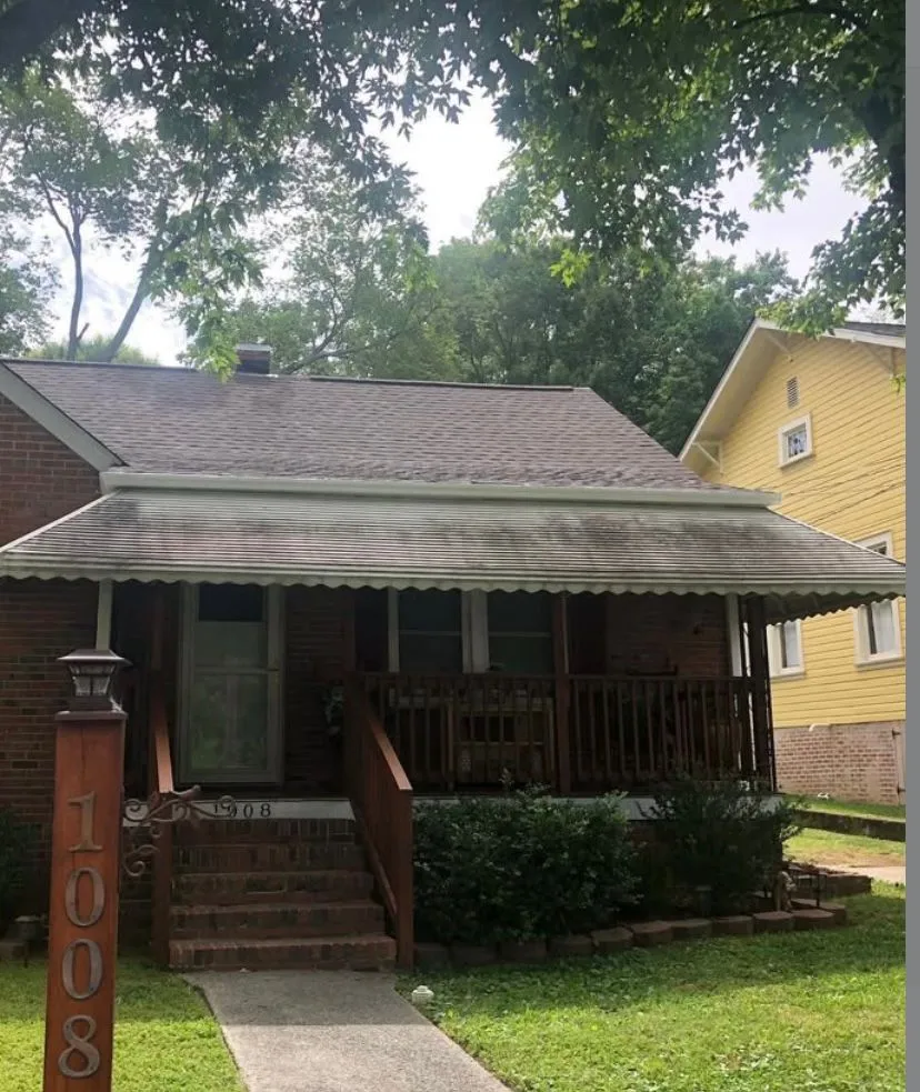Before house cleaning with dirt and grime, black streaks on siding and wooden decks, triangle area home.