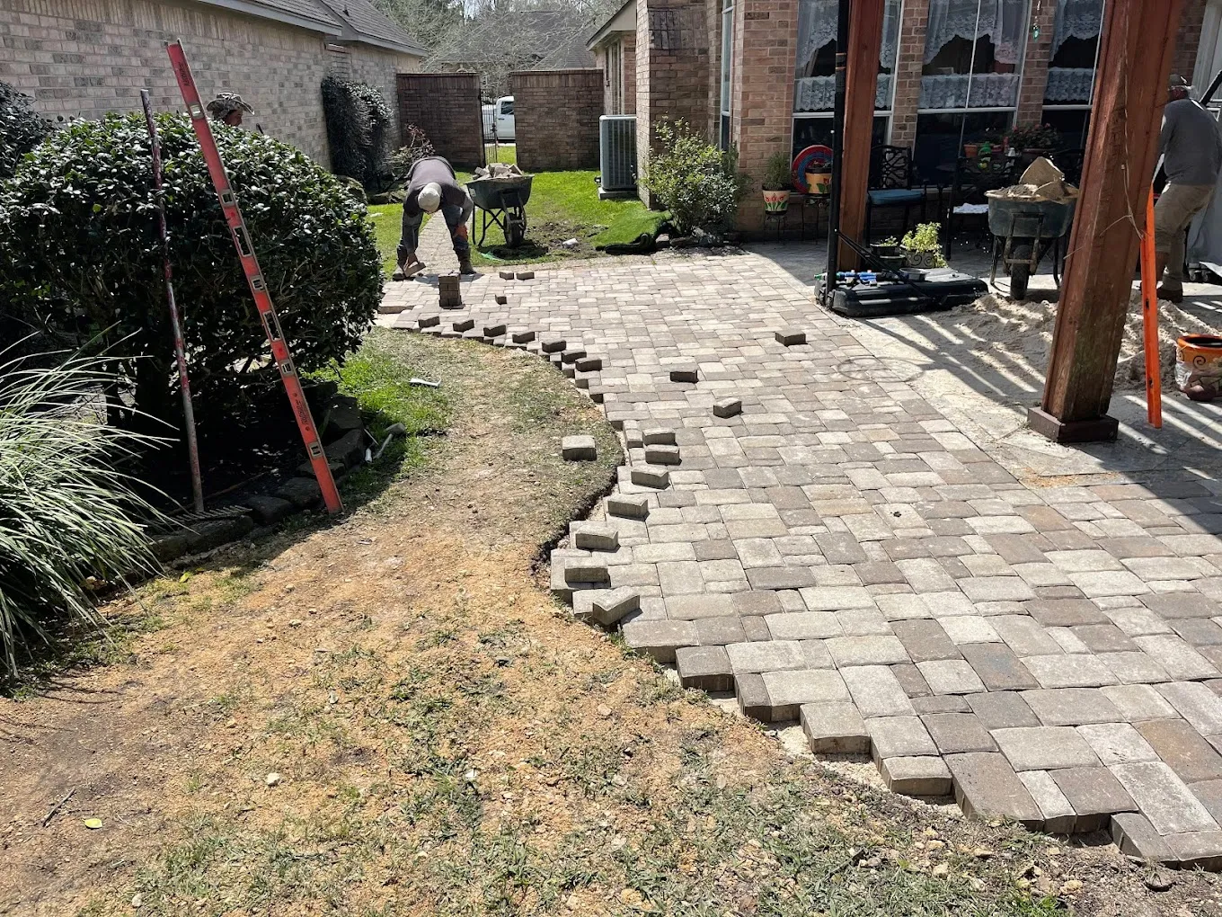 Outdoor area transformed by hardscaping from Greenscape Innovations LLC