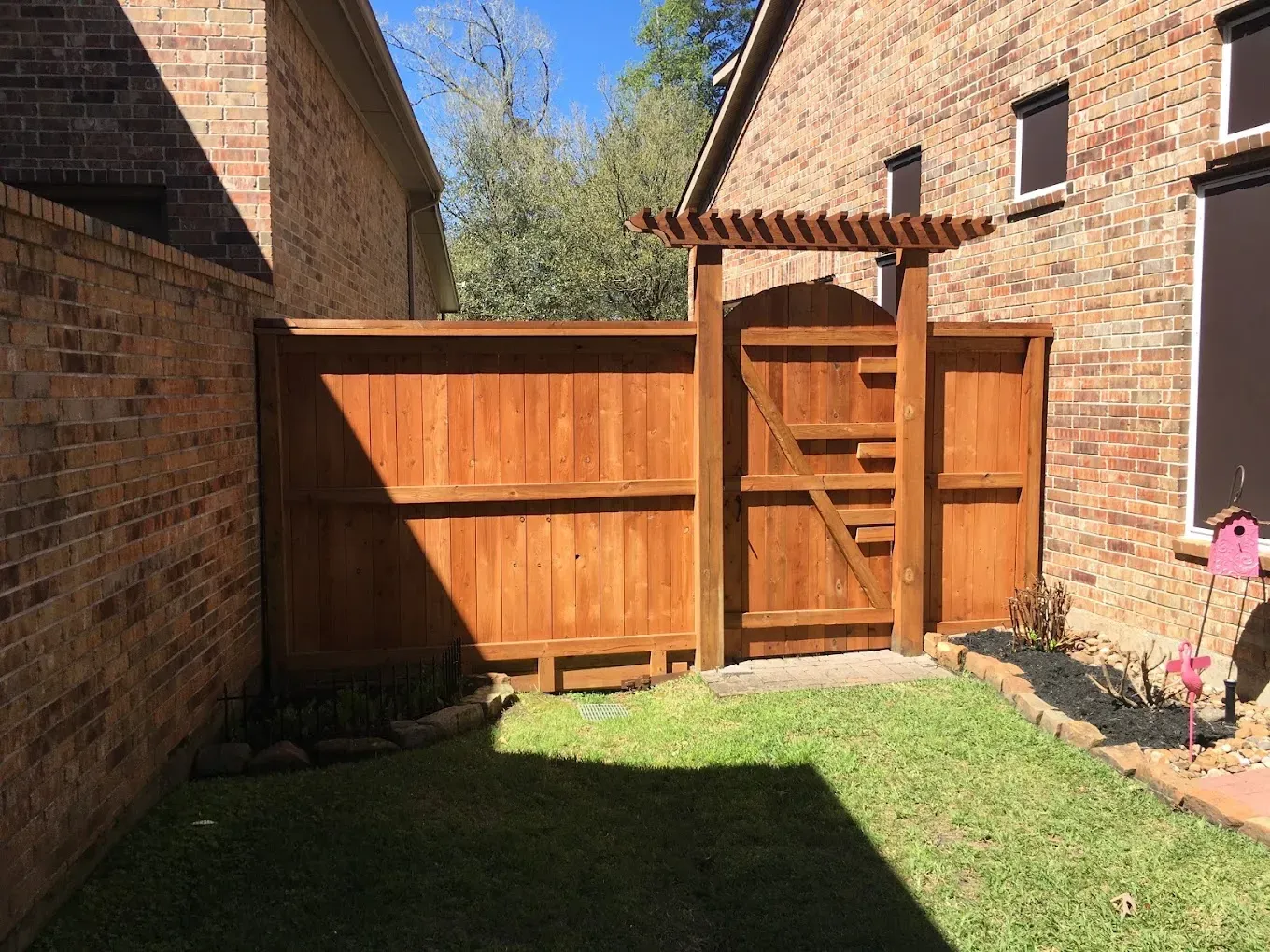 A new fence installation by Greenscape Innovations at a home in The Woodlands, TX.