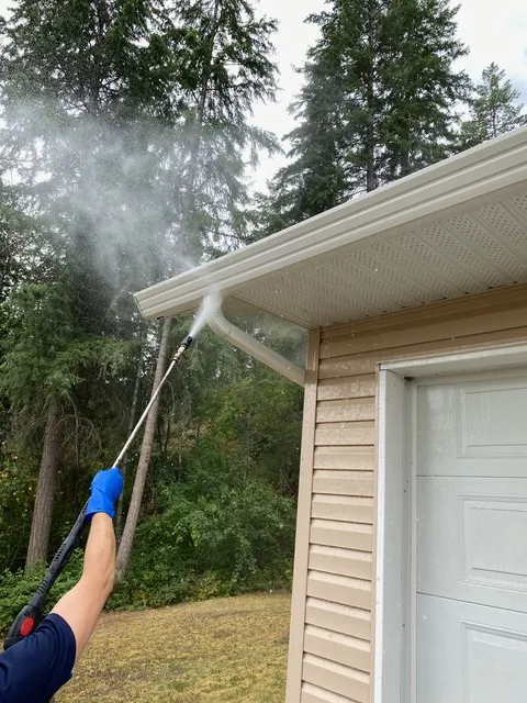 gutter cleaning services with water based solution and special tool in Salmon Arm, BC