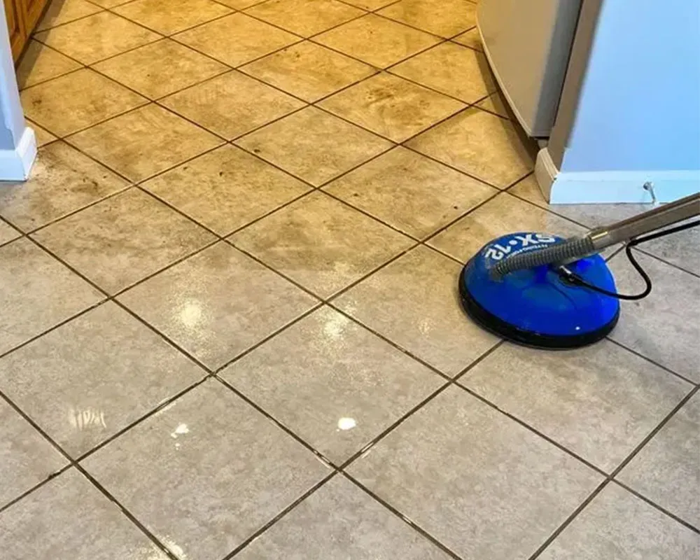 A machine cleaning ceramic flooring.