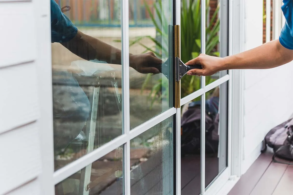 Professional window cleaning service removing dirt and stains for a clear, streak-free view.