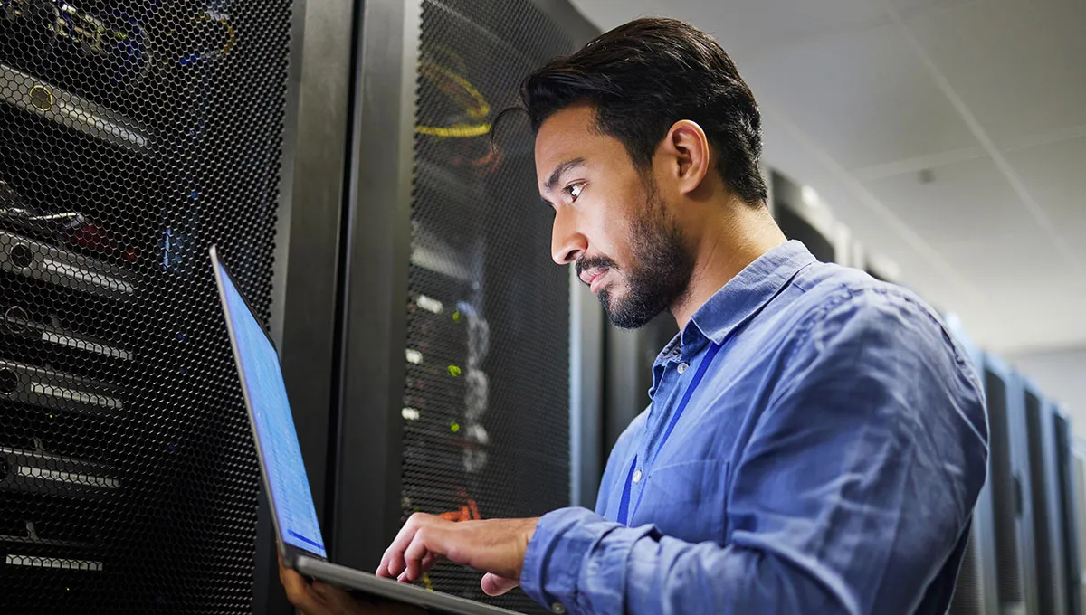An IT professional performing a security check for a business.