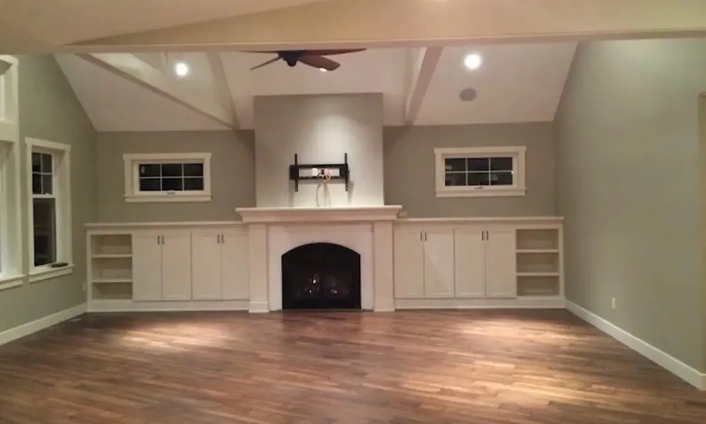 Post-construction cleaning services in Philadelphia living room with dust-free finishes 