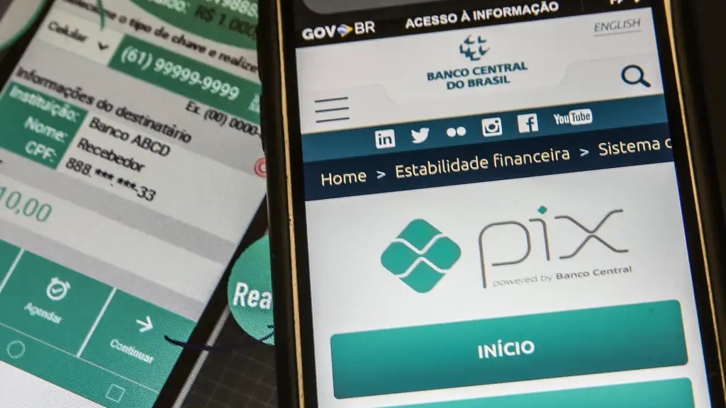 Banco Central anuncia novas regras de segurança para o sistema Pix, visando combater golpes de devolução e fraudes Dois celulares exibindo a interface de um aplicativo de pagamento Pix e o site do Banco Central