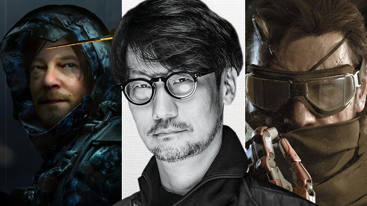 Hideo Kojima e personagens icônicos de seus jogos, exemplificando a fusão de talentos e tecnologia em suas aclamadas produções. Foto: Reprodução/Internet Hideo Kojima entre Sam Porter Bridges de Death Stranding e Big Boss de Metal Gear Solid