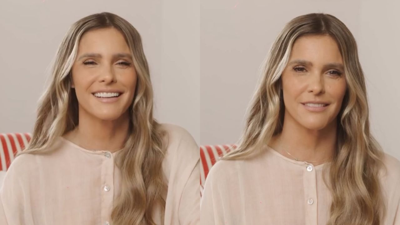 Fernanda Lima, que chegou a um acordo judicial com a Prada Assessoria, em imagem de arquivo. Retrato duplo de Fernanda Lima sorrindo, com cabelos loiros e camisa clara