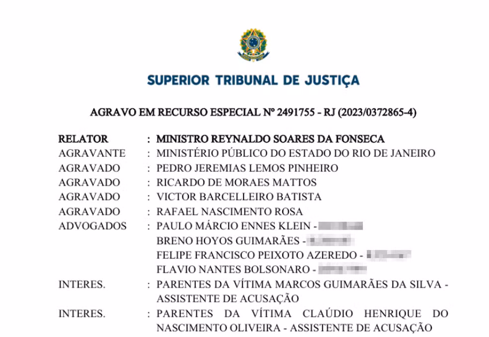 Flávio Bolsonaro aparece como advogado em caso. Lista STJ