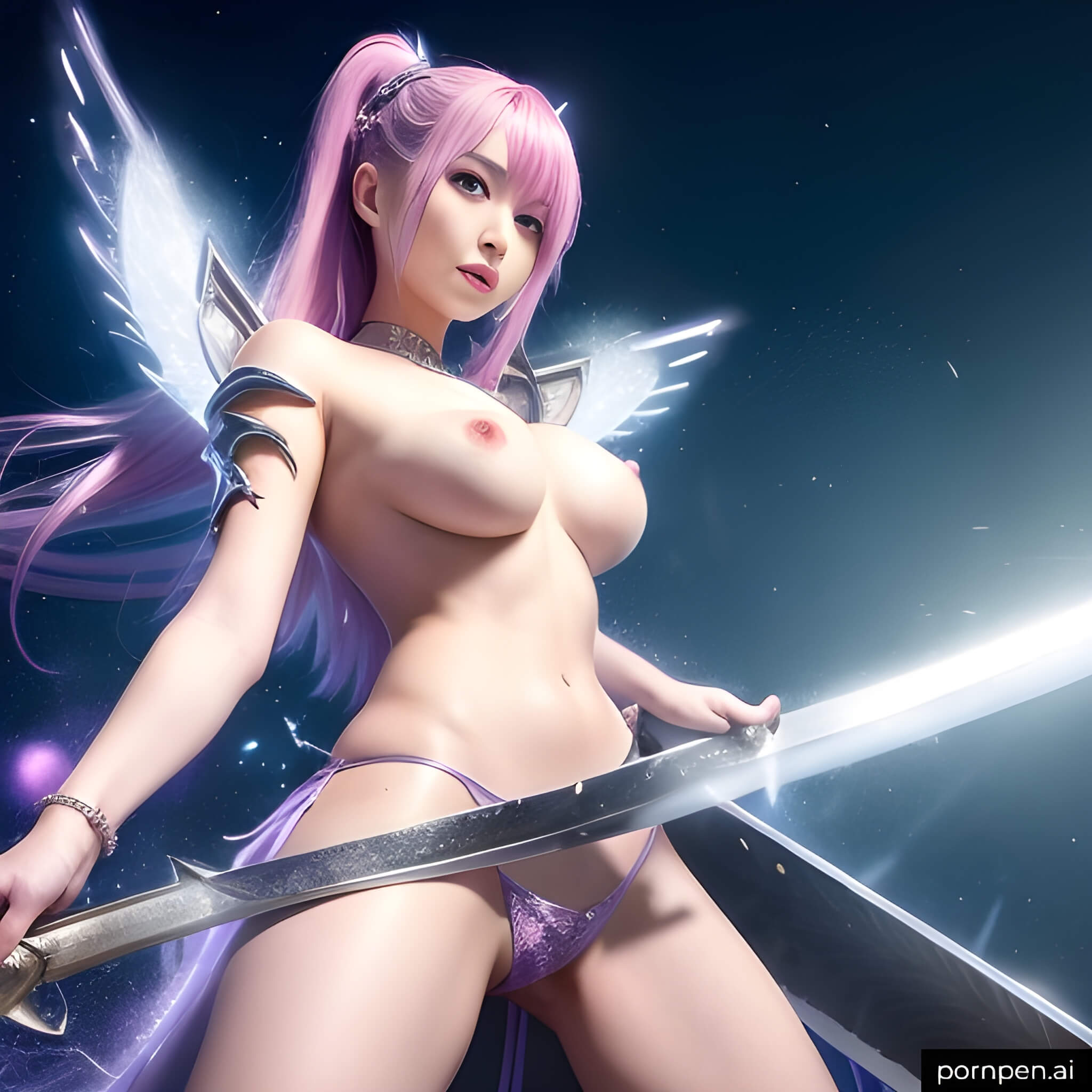 Women get partially nude cosplay with great sword 9