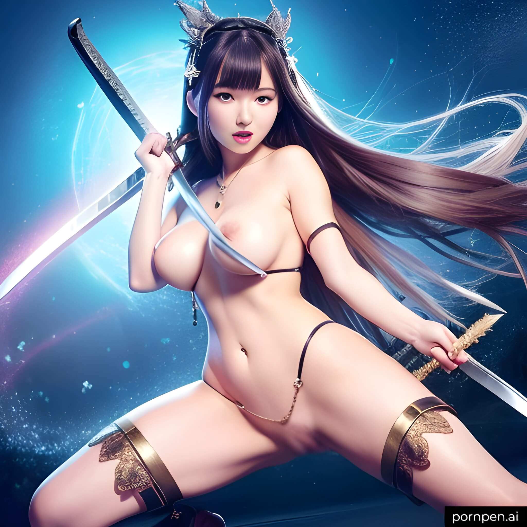 Women get partially nude cosplay with great sword 12