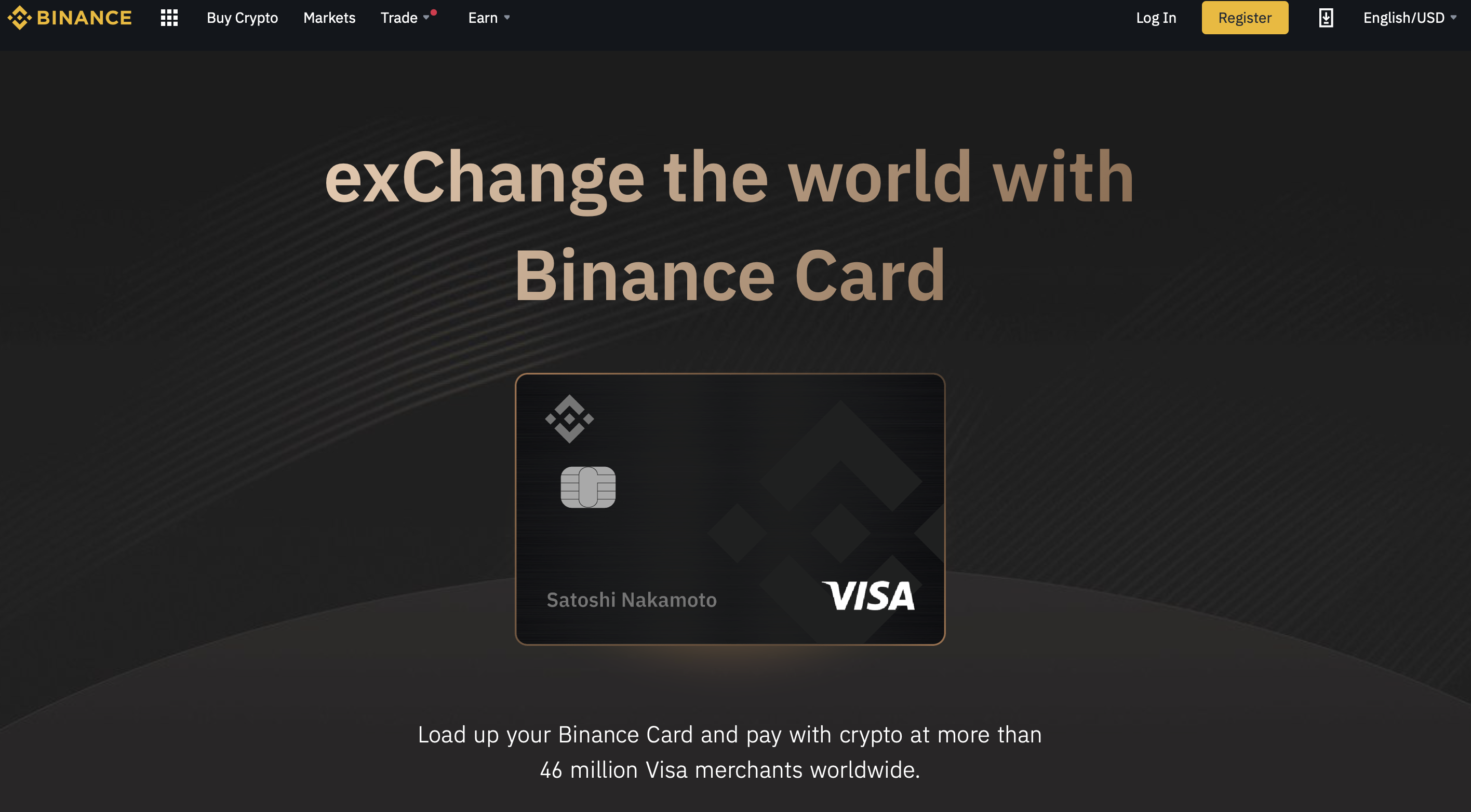 幣安加密貨幣金融卡 Binance Card 官網截圖