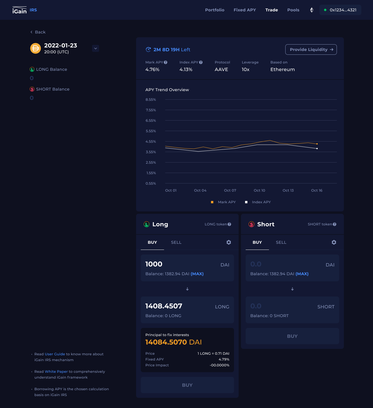 iGain — IRS Trade View