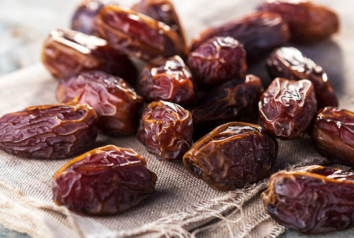 A closeup look at dried dates. 