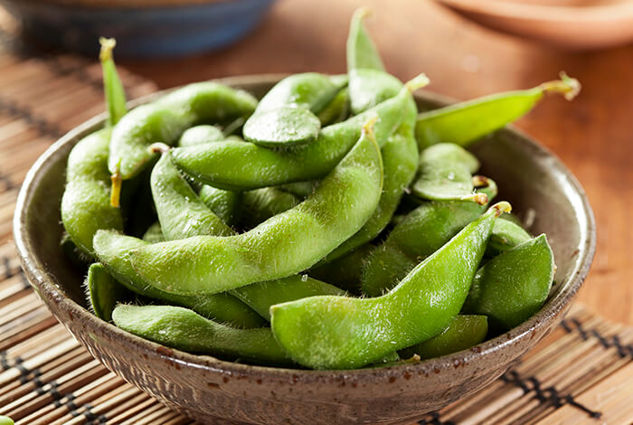 A bowl of edamame.
