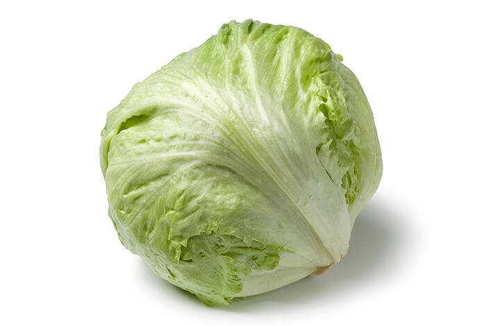 A head of iceberg lettuce.