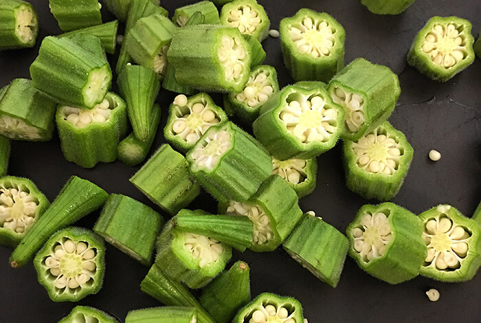 Okra sliced into small pieces. 