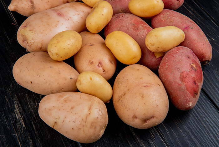 Different sizes of potatoes.