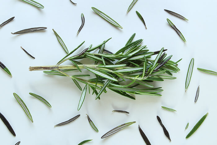 A sprig of fresh rosemary.