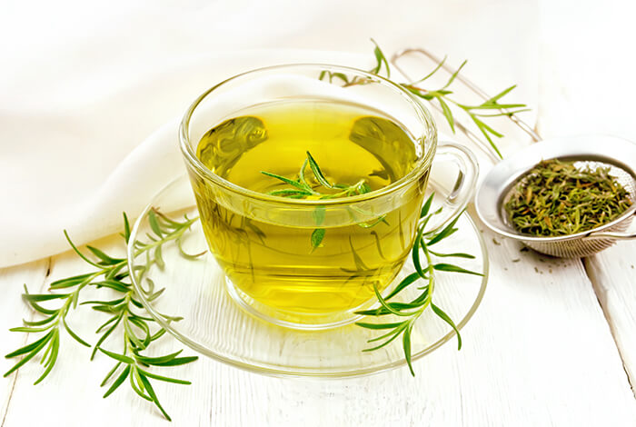 A cup of fresh rosemary tea.