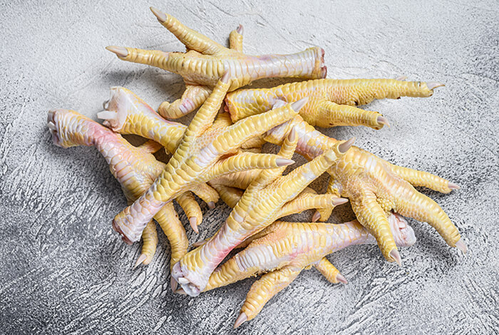 Raw chicken feet for dogs.