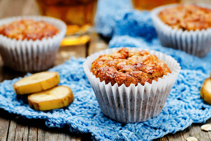 Microwave dog cupcakes with banana slices.