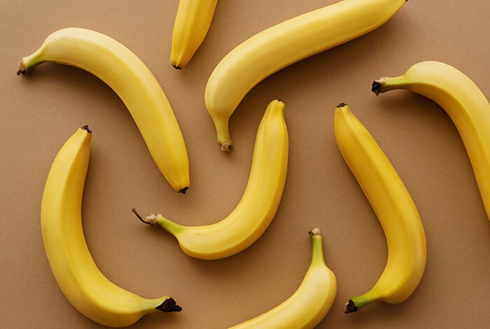 Pieces of bananas scattered on the surface.