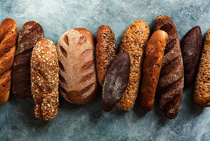 A variety of bread.