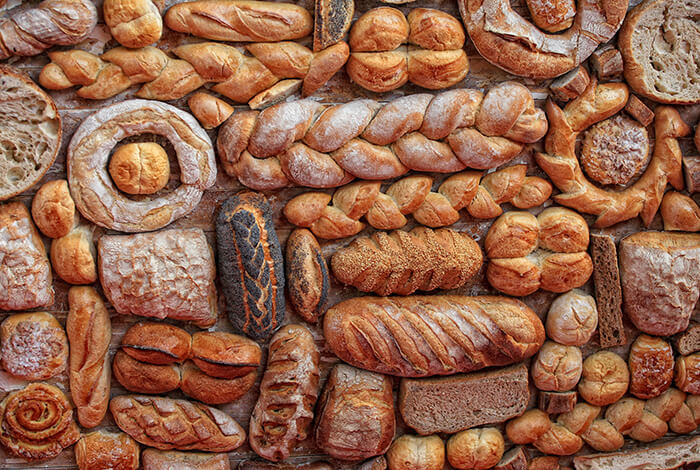 Different types of bread.