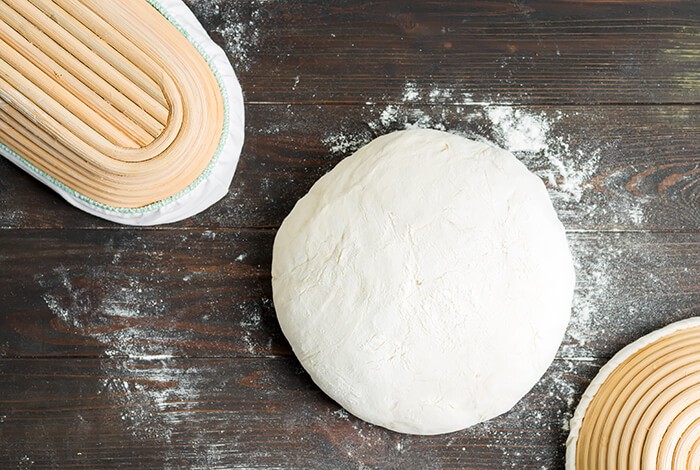 A bread dough for kneading.