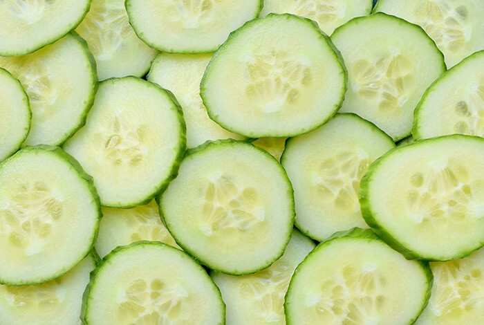 A close-up look at sliced cucumbers.