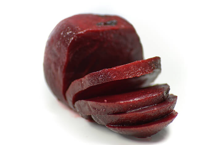 Slices of pickled beets.