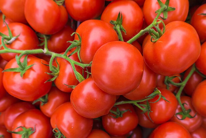 A close-up look at red tomatoes. 