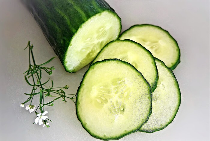 Sliced cucumbers for dogs.