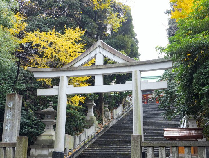 オフィス街の中、緑豊かな高台に鎮座しています