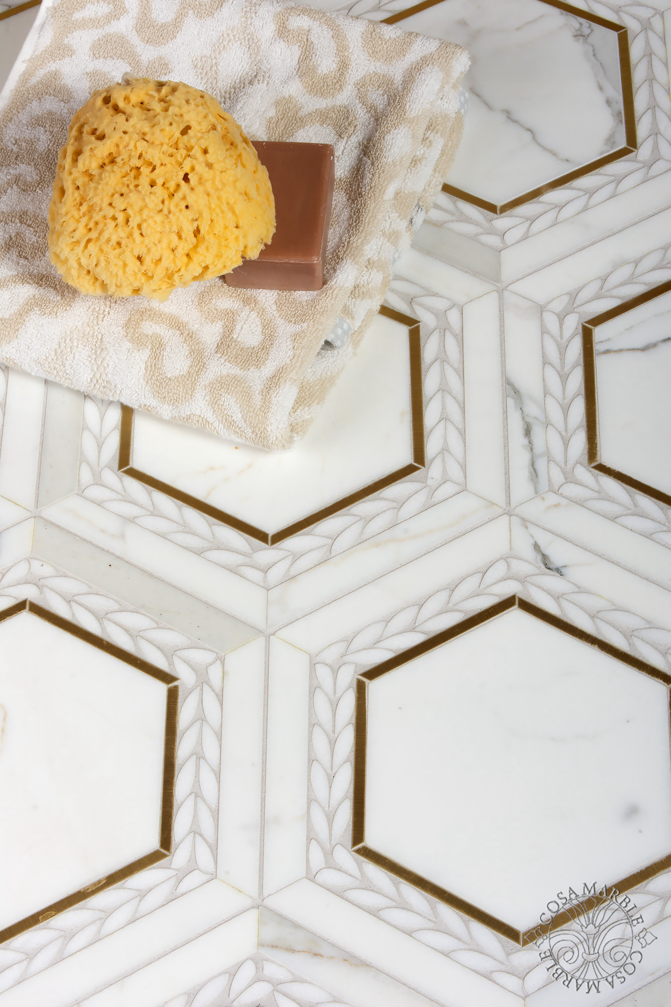 Cosa Marble: Ansonia: CG/TW/Brass Brushed | floors-and-wall-patterns