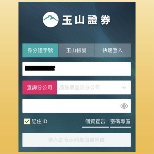 玉山證券app首次登入畫面